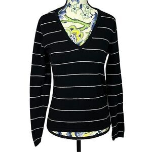 Tommy Hilfiger Black with White Stripe Long Sleeve Sweater Size S